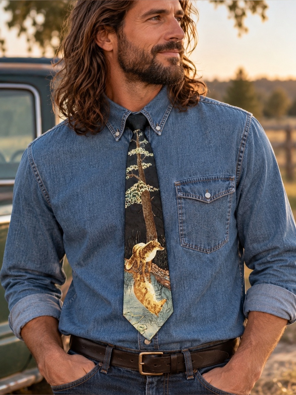 Wembley Endangered Species Silk Tie Made in the U.S.A. - Wolf